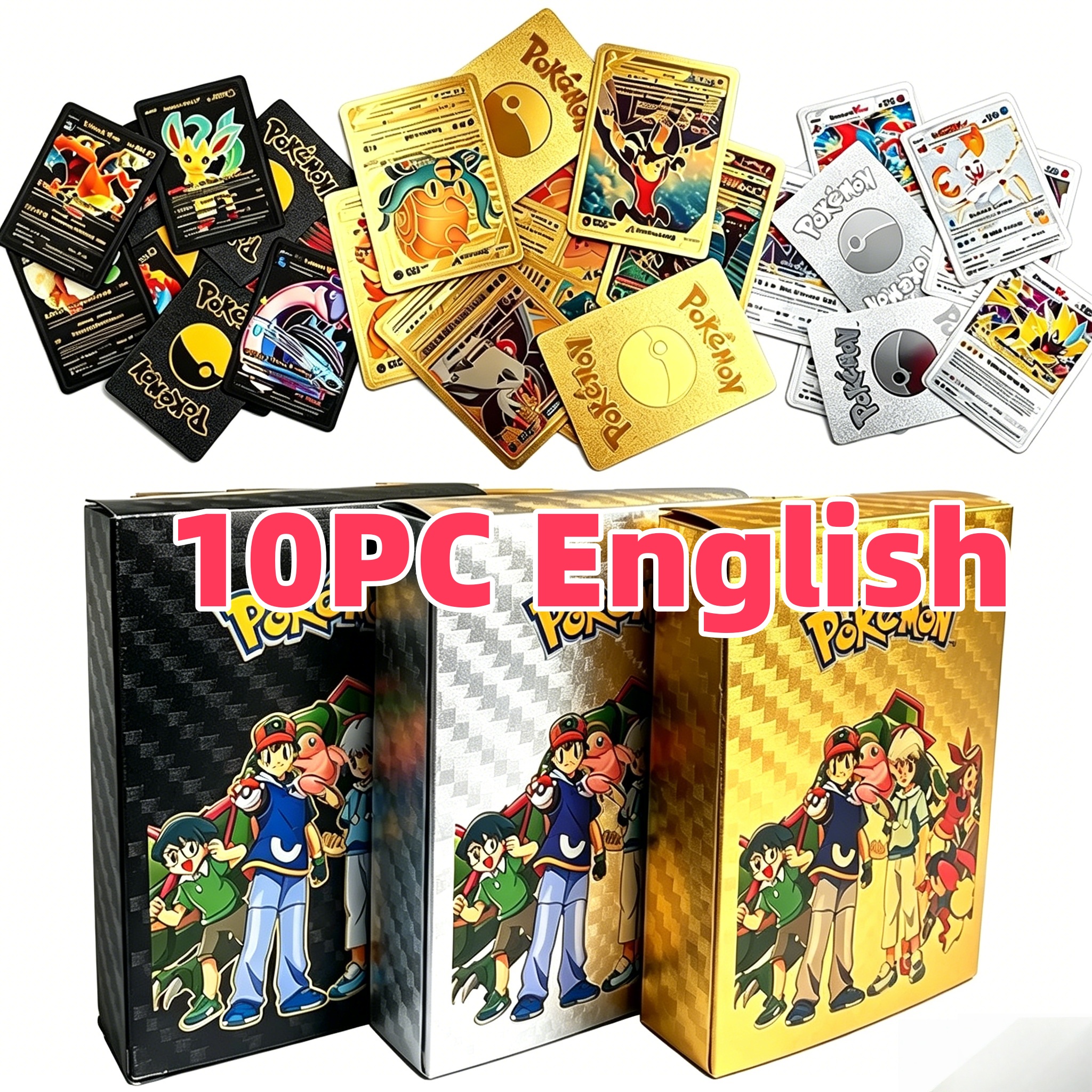 Party Games In Spanish - 5/10PCS Pakemon Card Vmax GX Gold