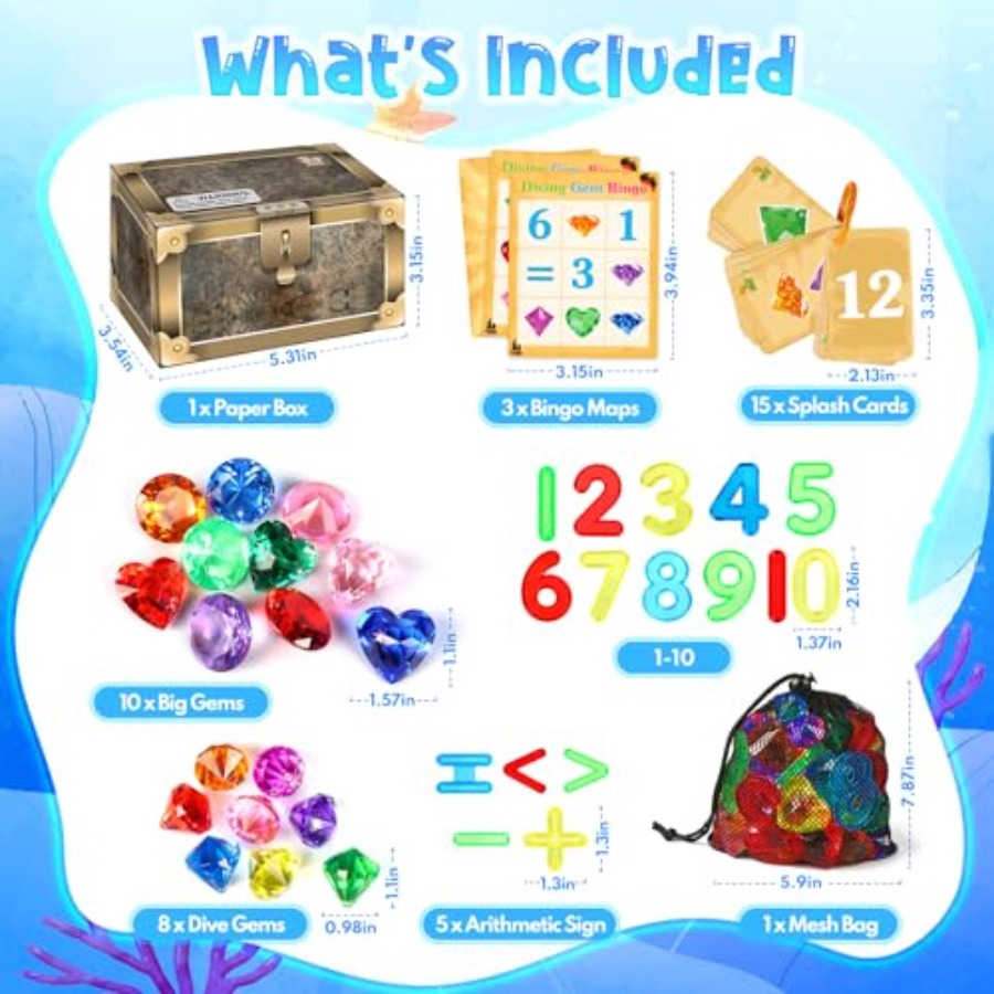 Pool Toys Diving Gems, 54 Pcs  - Scavenger Hunt Card avaliação e preço
