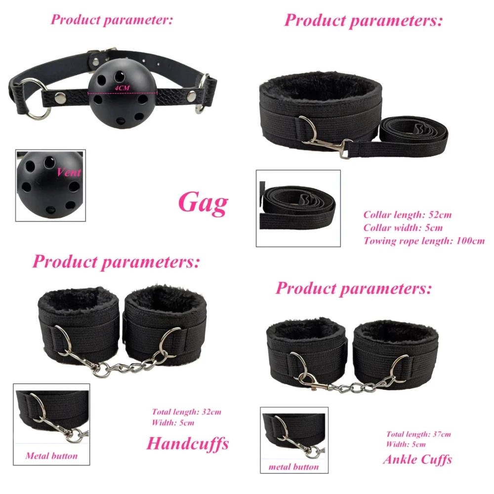 Leather BDSM Kit Handcuffs Sex - Party Games Couple avaliação e preço