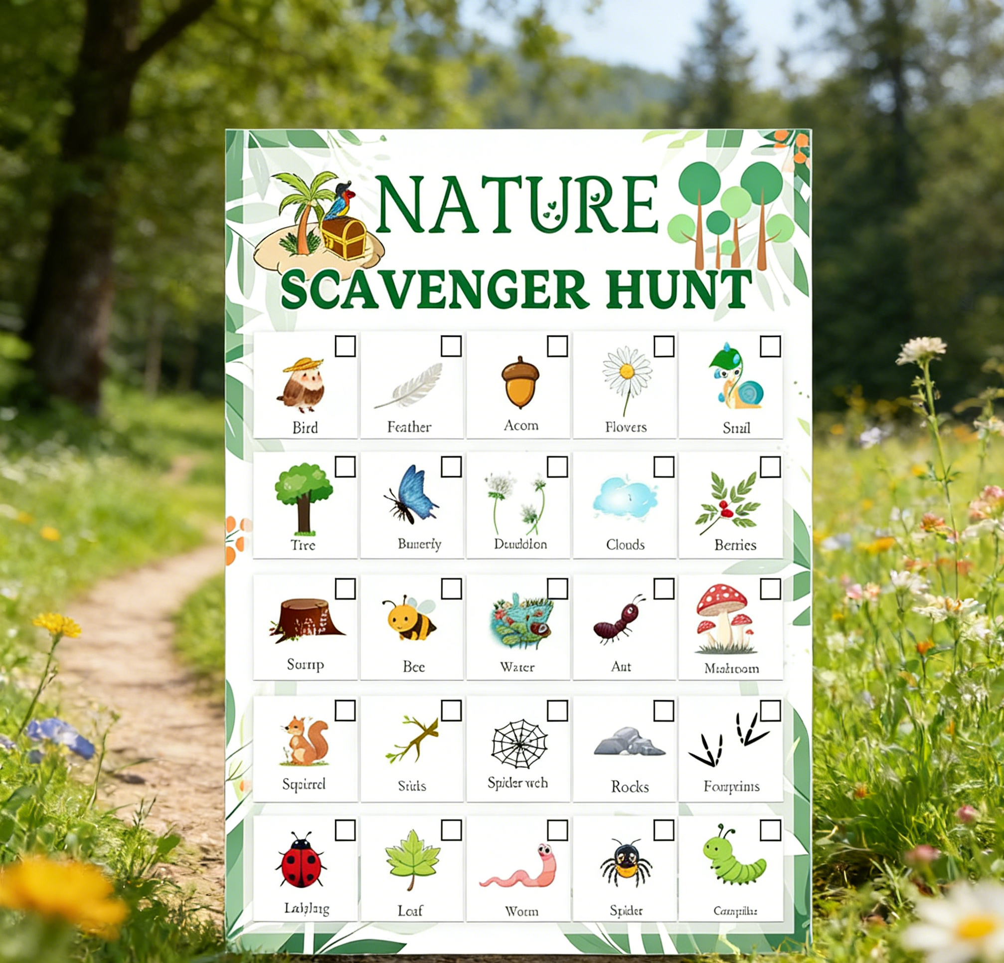 Nature Scavenger Hunt Card 5 x - Scavenger Hunt Card avaliação e preço