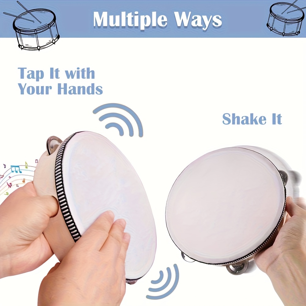 1/3pcs Wooden Tambourine 6/8/1 - Party Games Console avaliação e preço