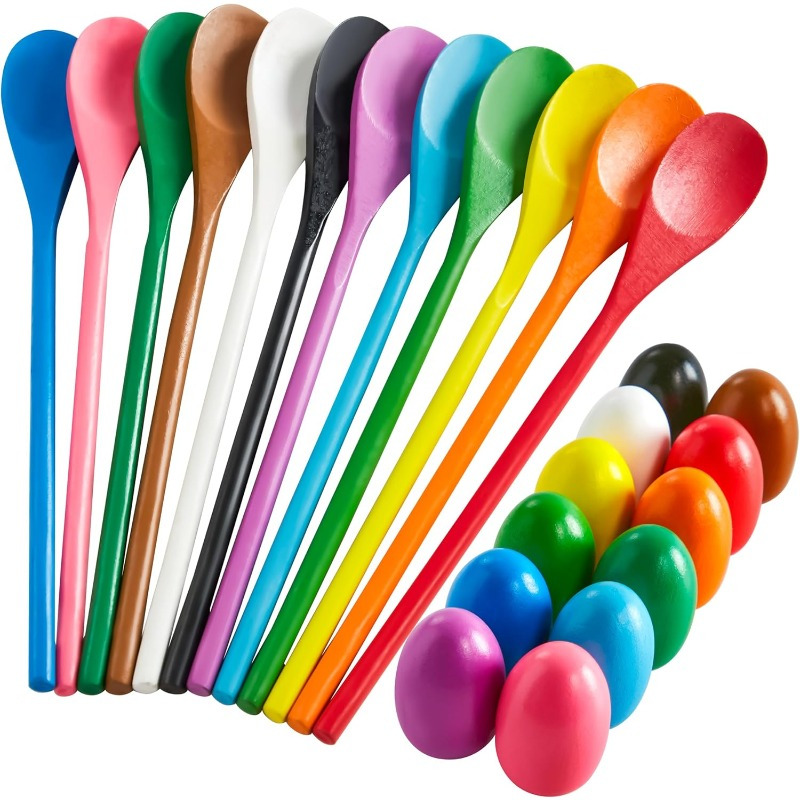 24 PCS Easter Egg and Spoon Ra - Party Games Easter For Kids avaliação e preço