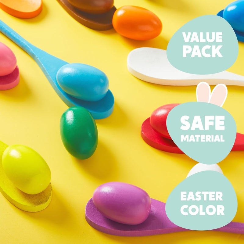 24 PCS Easter Egg and Spoon Ra - Party Games Easter For Kids avaliação e preço