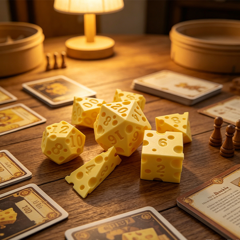 Cheese Polyhedral Dice Set Lay - Party Games Console avaliação e preço