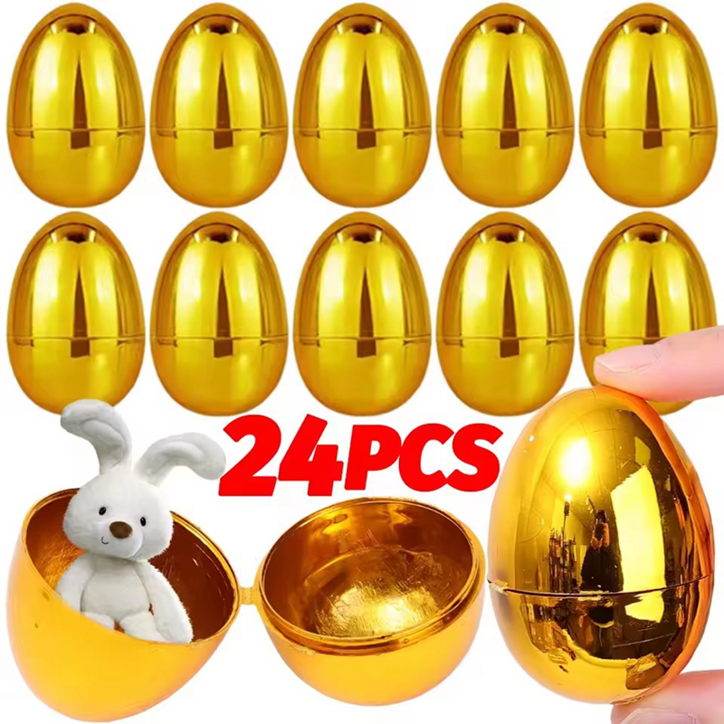 6-24Pcs Golden Easter Eggs Pla - Party Games Easter For Kids avaliação e preço