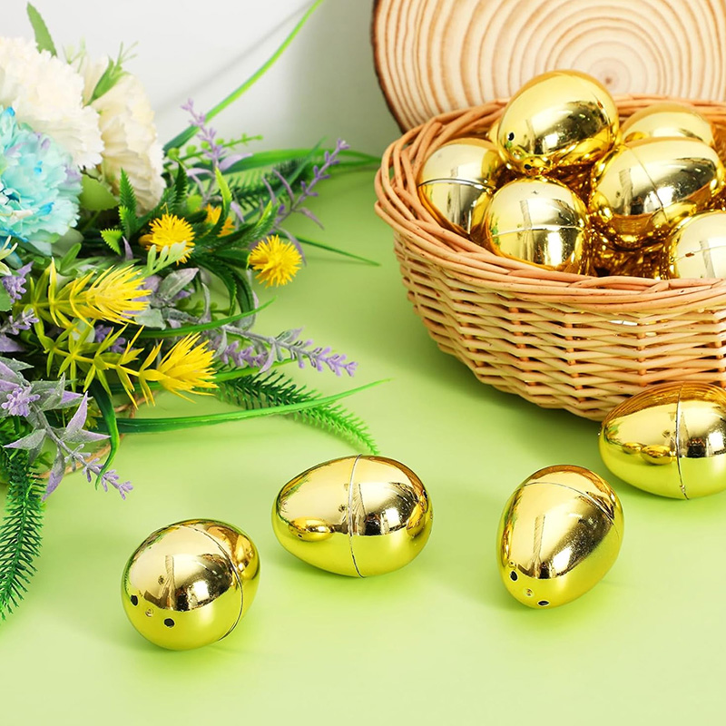 6-24Pcs Golden Easter Eggs Pla - Party Games Easter For Kids avaliação e preço