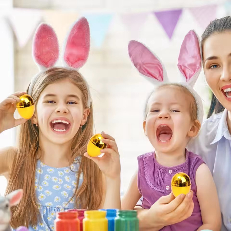 6-24Pcs Golden Easter Eggs Pla - Party Games Easter For Kids avaliação e preço